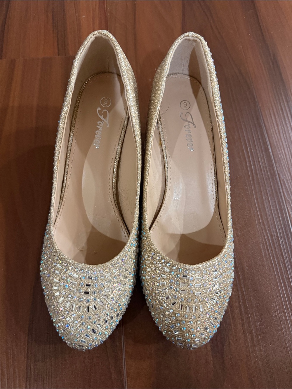 Forever 21 Gold Jeweled Women's Flats